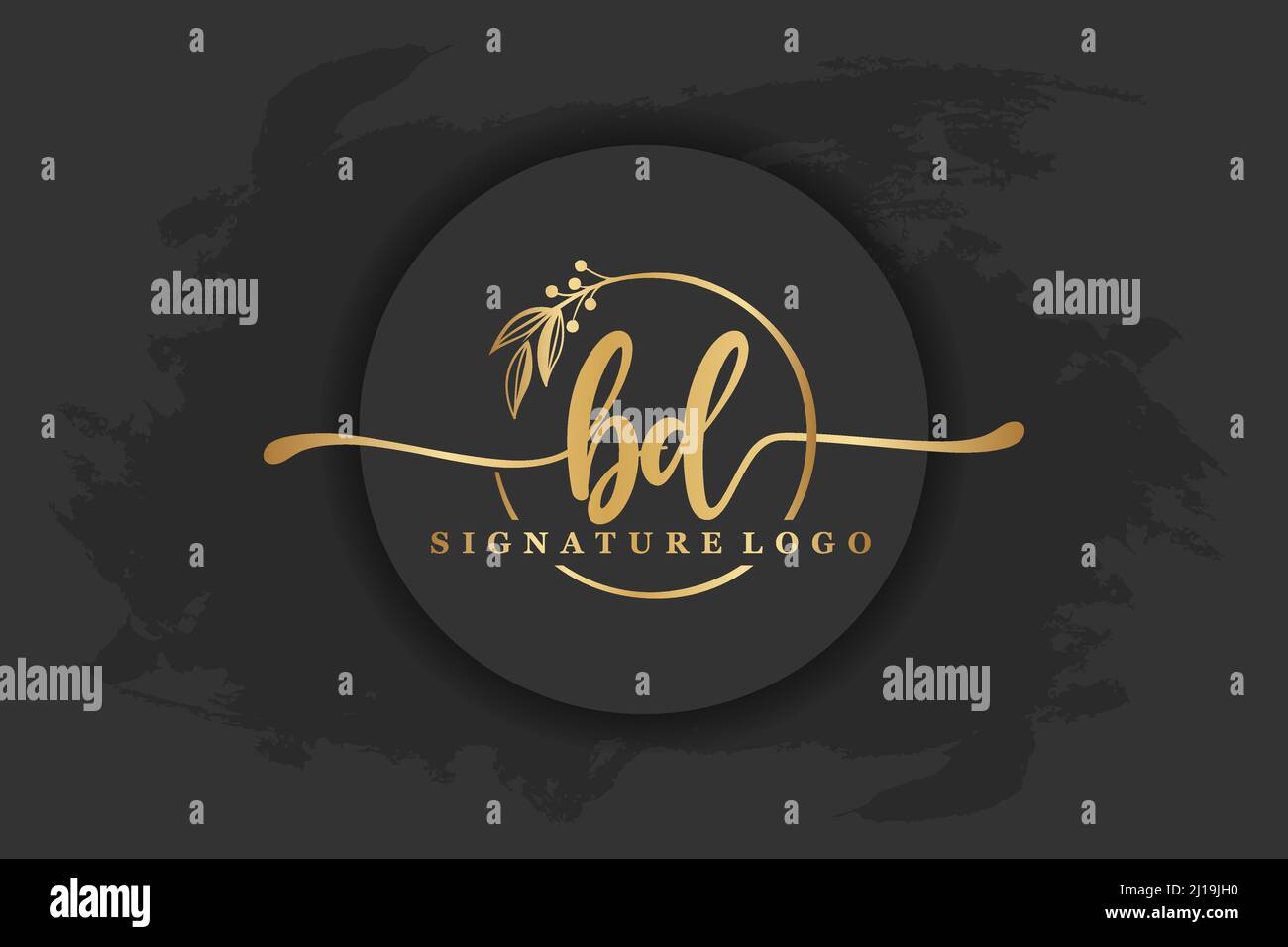 logo golden Signature pour lettre initiale bd. Illustration vectorielle manuscrite Illustration de Vecteur