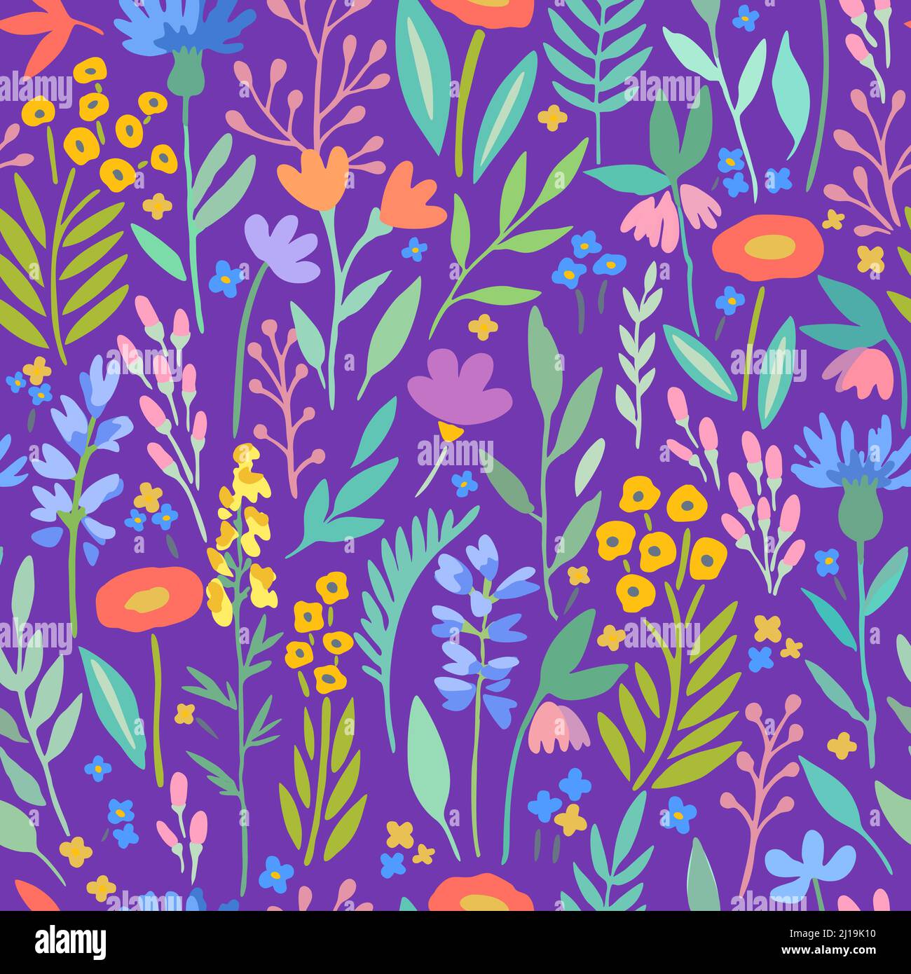 Motif sans coutures avec fleurs et éléments végétaux tendance pour un design et un tissu. Illustration de Vecteur