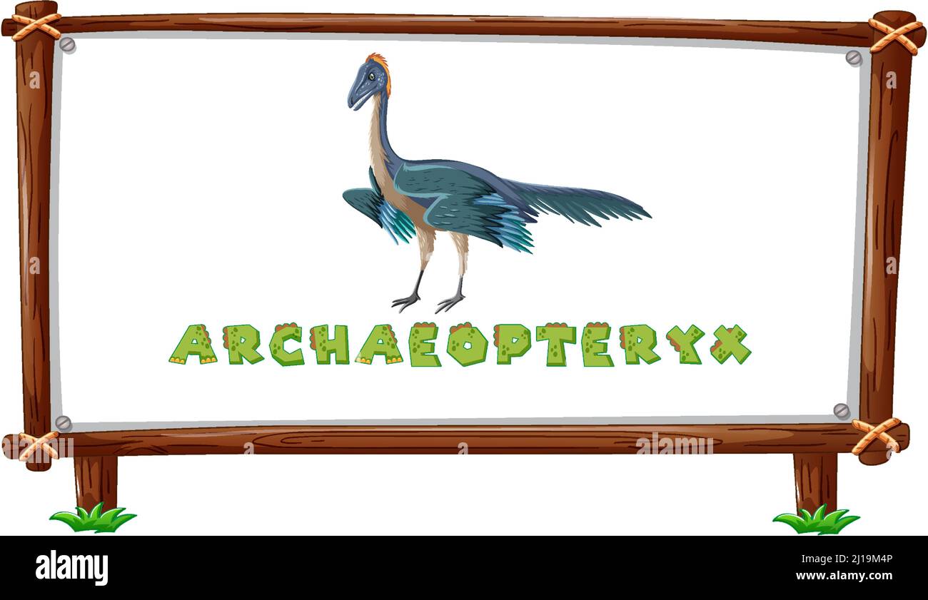 Cadre modèle avec dinosaures et texte archaeopteryx design à l'intérieur de l'illustration Illustration de Vecteur
