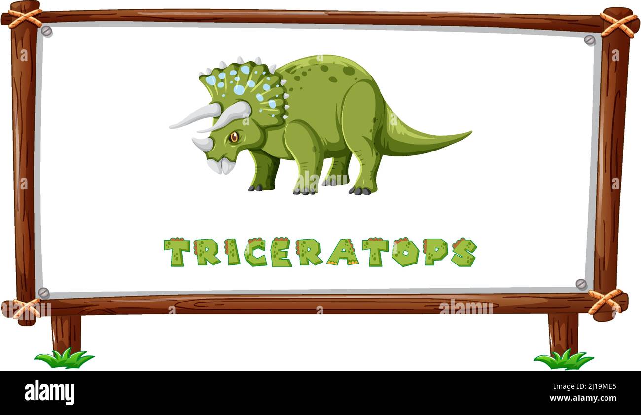 Modèle de cadre avec dinosaures et texte conception de tricératops à l'intérieur de l'illustration Illustration de Vecteur