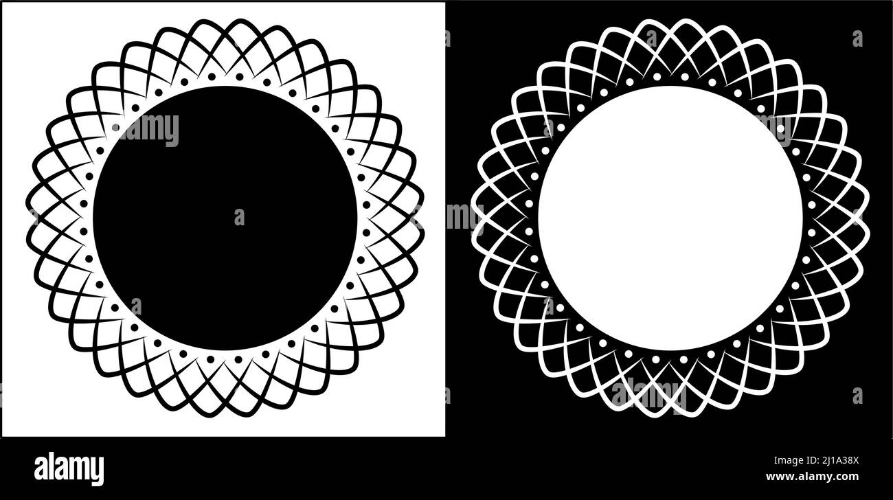 Indian kolam en pointillés concept de Mandala design isolé sur fond noir et blanc - illustration vectorielle Illustration de Vecteur