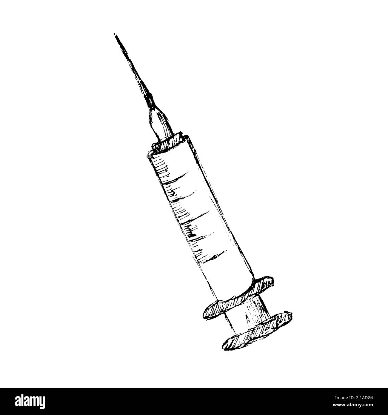 icône de seringue noire doodle isolée. Signe de vaccin simple. Symbole  d'injection. Noir isolé Image Vectorielle Stock - Alamy