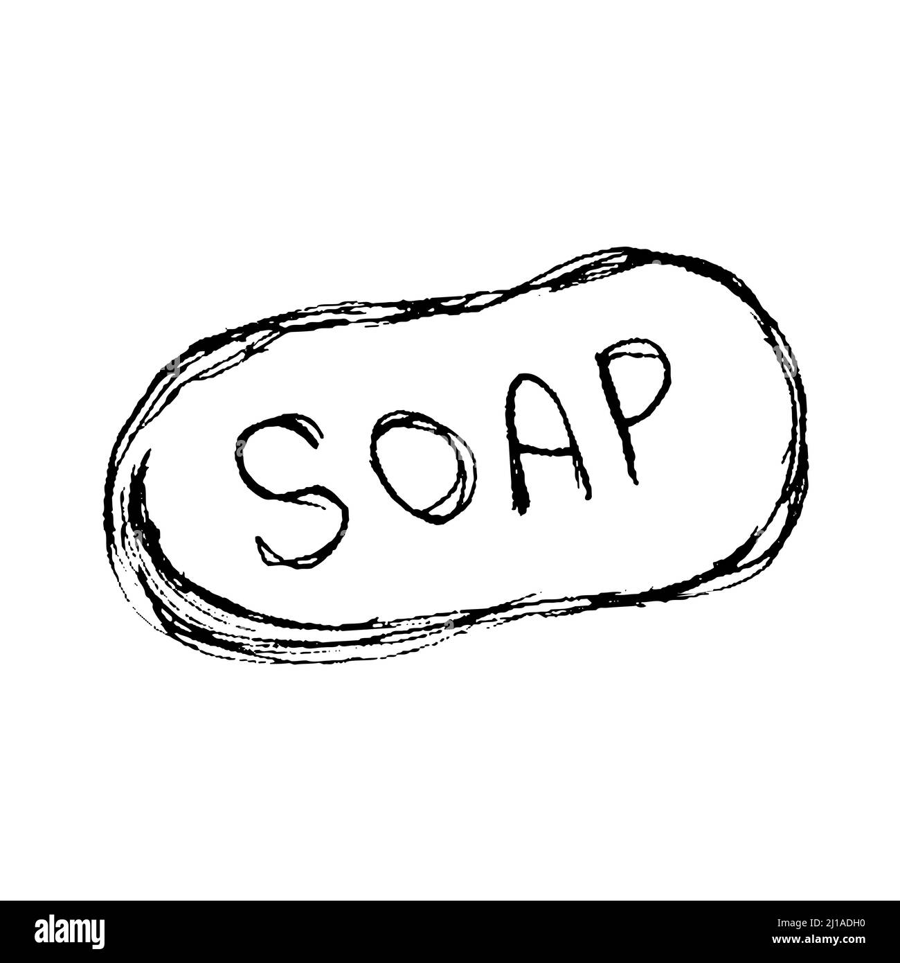 Dessiné à main levée de cartoon noir et blanc barre de savon Illustration de Vecteur