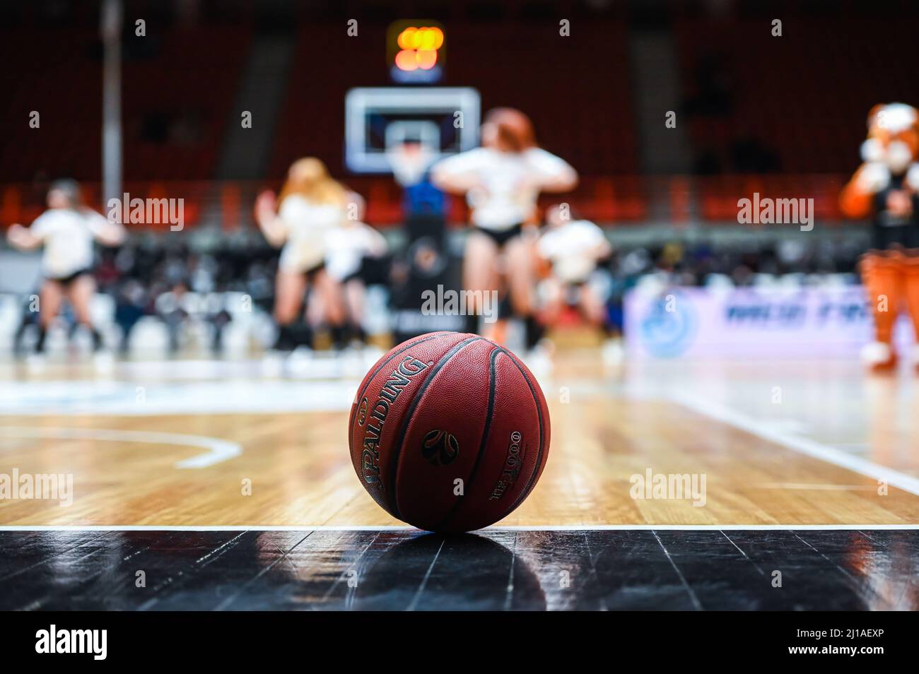 Patra, Lombardie, Grèce. 23rd mars 2022. Un basket-ball lors du match Eurocup 7days entre Promitheas Patras et Virtus Bologna à Dimitris Tofalos Arena le 23 mars 2022 à Patra, Grèce. (Image de crédit : © Stefanos Kyriazis/ZUMA Press Wire) Banque D'Images