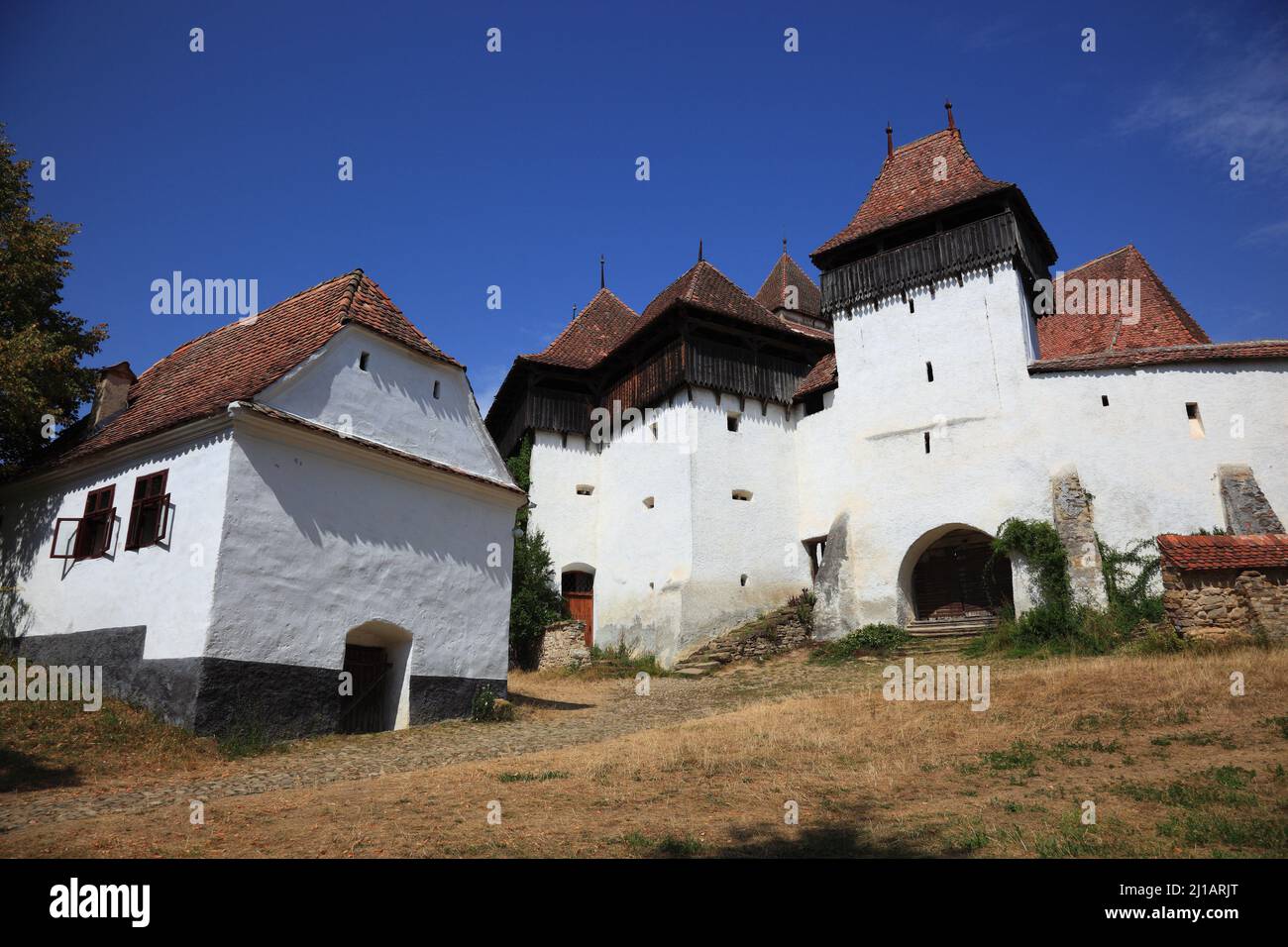 Kirchenburg Deutsch-Weisskirchen, Kirche der Evangelischen Kirche Augsburger Bekenntnisses in Rumänien in Viscri, Kreis Brasov, Region Siebenbürgen, Rum Banque D'Images