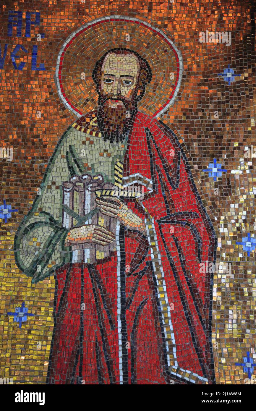 Mosaikbild im Kloster Tiganesti BEI Ciolpani, Snagov, Große Walachei, Rumänien / peinture mosaïque dans le monastère de Tiganesti près de Ciolpani, Snagov, Grand Banque D'Images