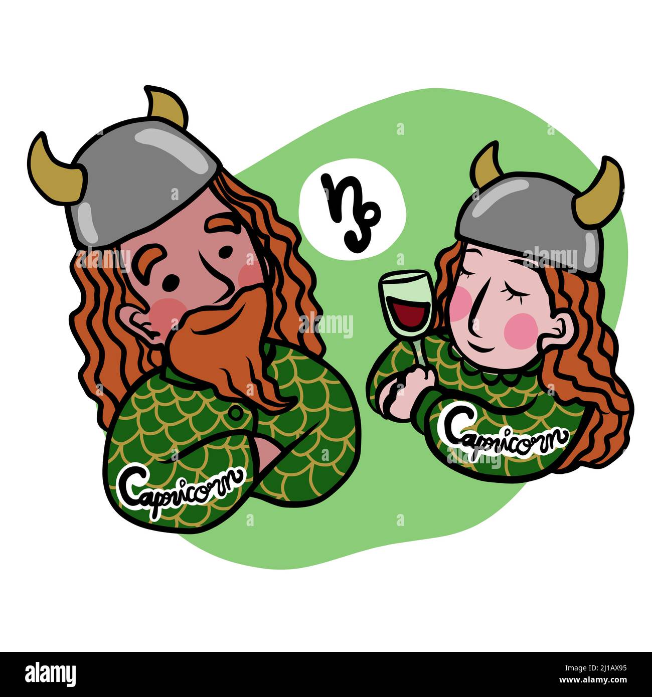Illustration de vecteur de dessin animé de l'Horoscope du Capricorne mignon Illustration de Vecteur