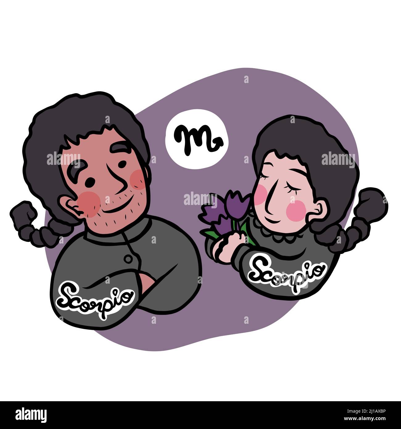Illustration du vecteur de dessin animé de l'horoscope Scorpion mignon Illustration de Vecteur