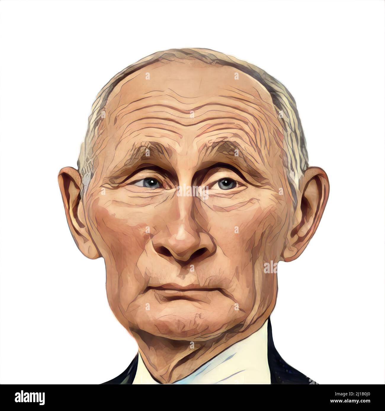 Le président russe Vladimir Poutine, caricature visage, vieux Banque D'Images