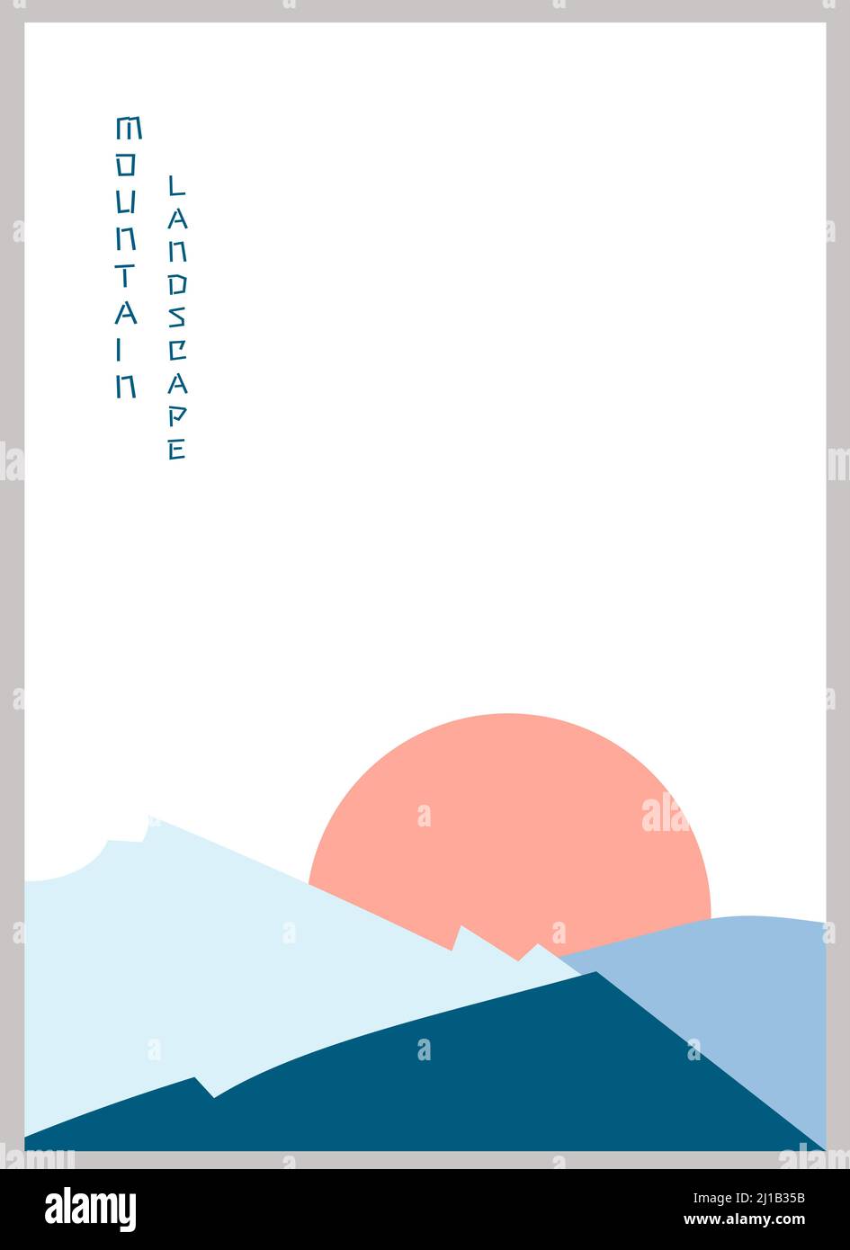 Poster abstrait paysage de montagne. Arrière-plan géométrique de style japonais asiatique. Illustration de Vecteur