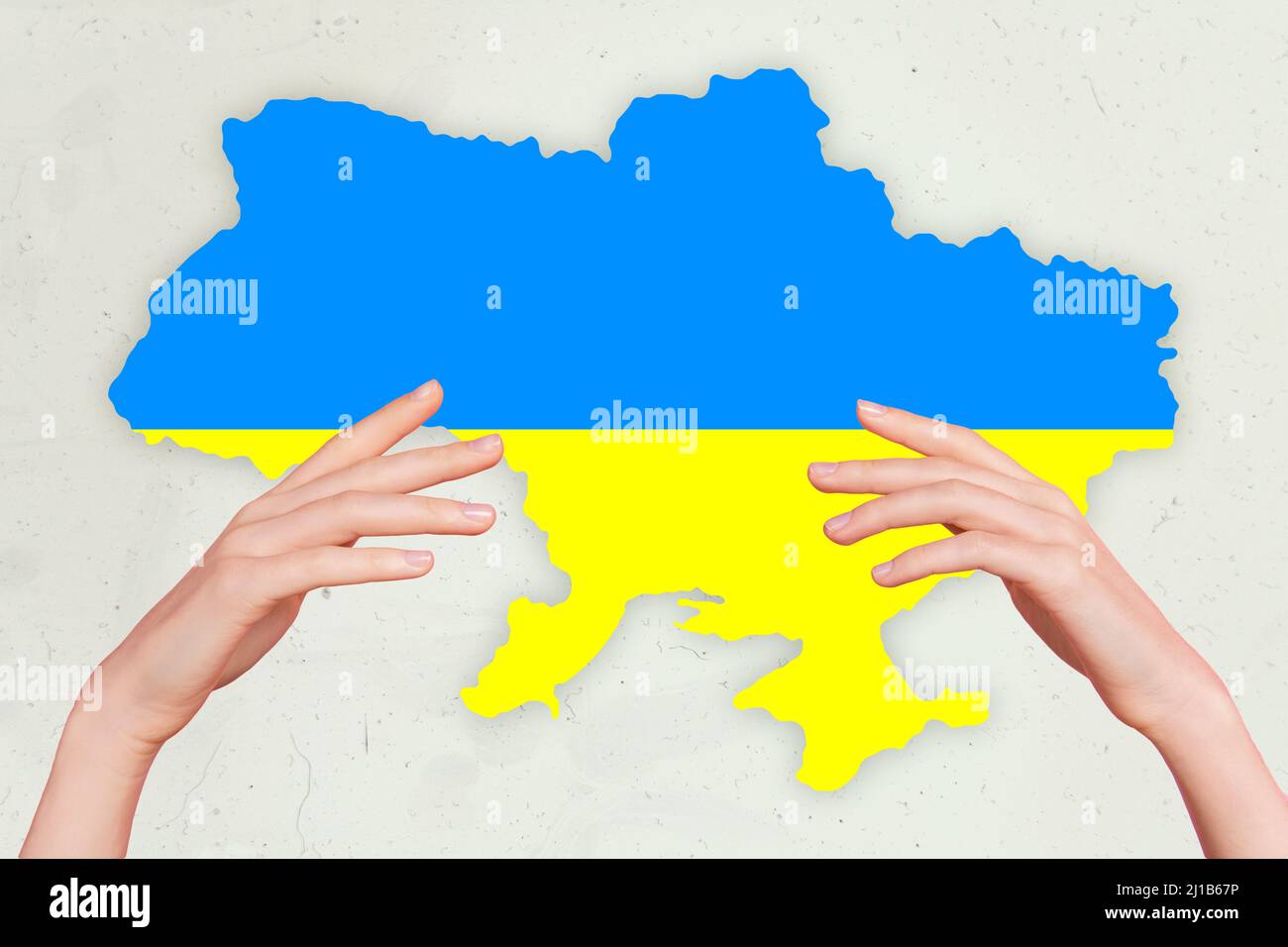 Carte conceptuelle des frontières de l'État d'Urkainien, y compris le donbass et la crimée carte géographique historique de l'Ukraine protégée par des hommes femmes Banque D'Images