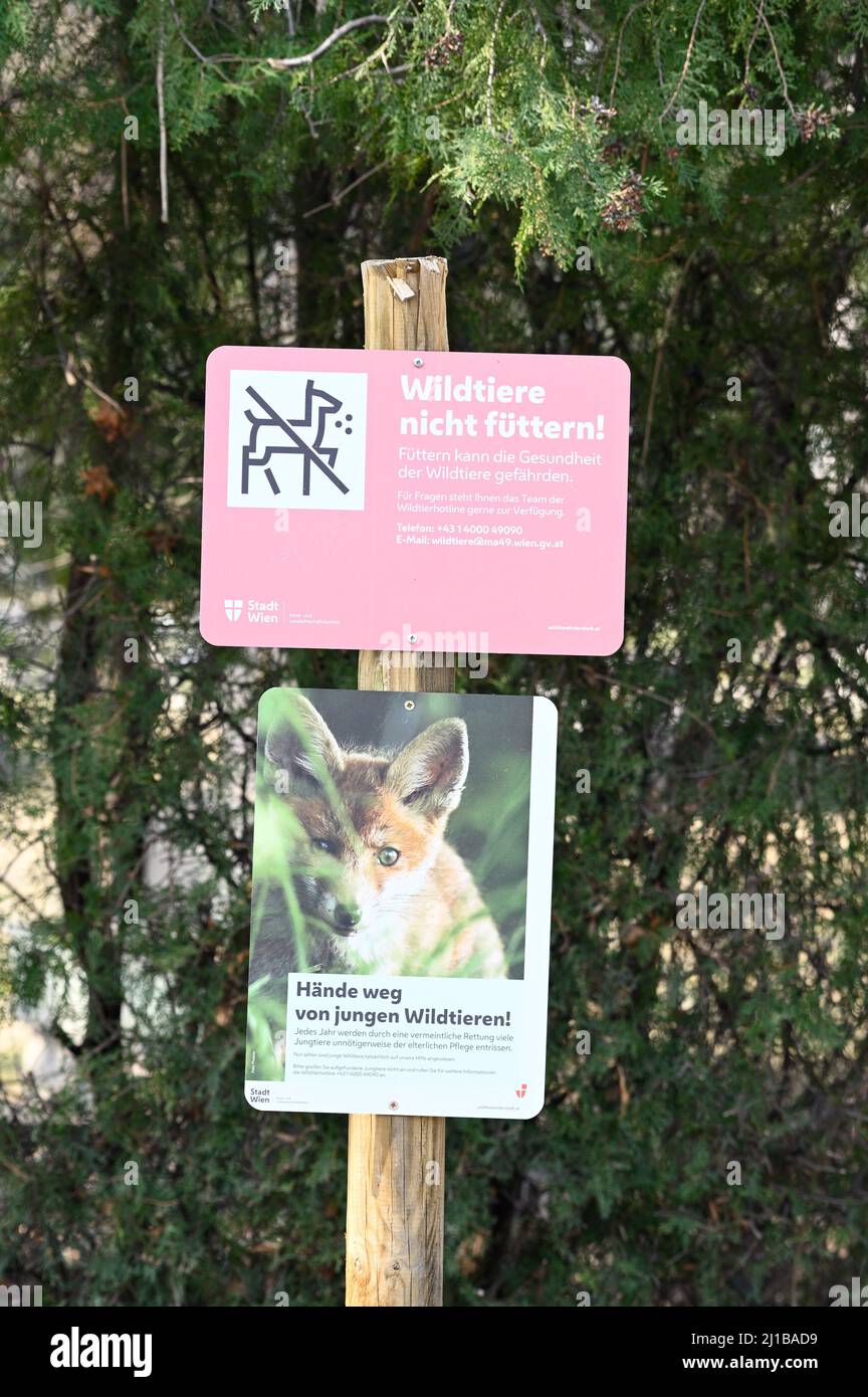 Vienne, Autriche. Le cimetière central de Vienne. Ne pas nourrir d'animaux sauvages Banque D'Images