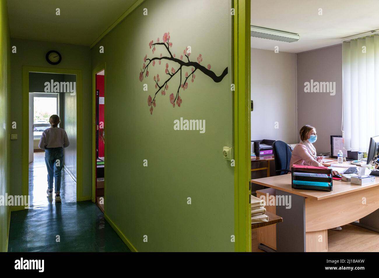 BUREAUX ADMINISTRATIFS, ÉCOLE SECONDAIRE DE RUGLES, EURE, NORMANDIE, FRANCE Banque D'Images