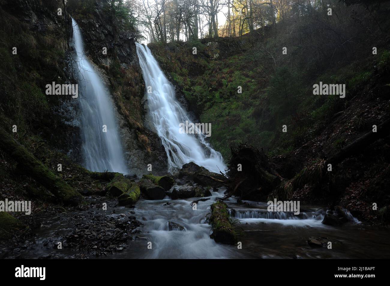 Grey Mare's Tail / Rhaeadr y Parc Mawr. Banque D'Images