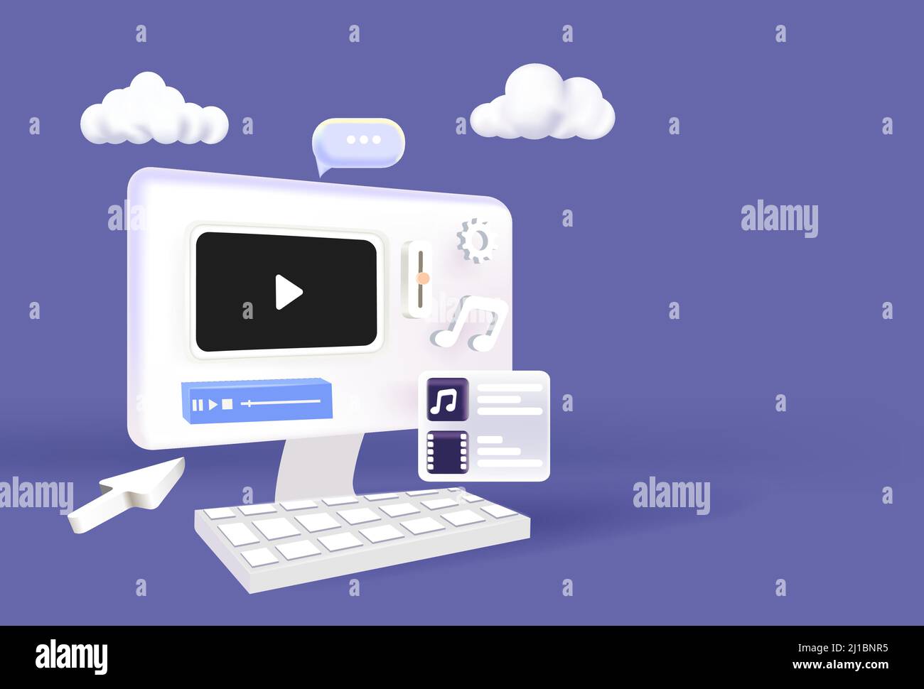 Création de contenu vidéo. Illustration vectorielle 3D. Publicité en ligne. Illustration de Vecteur