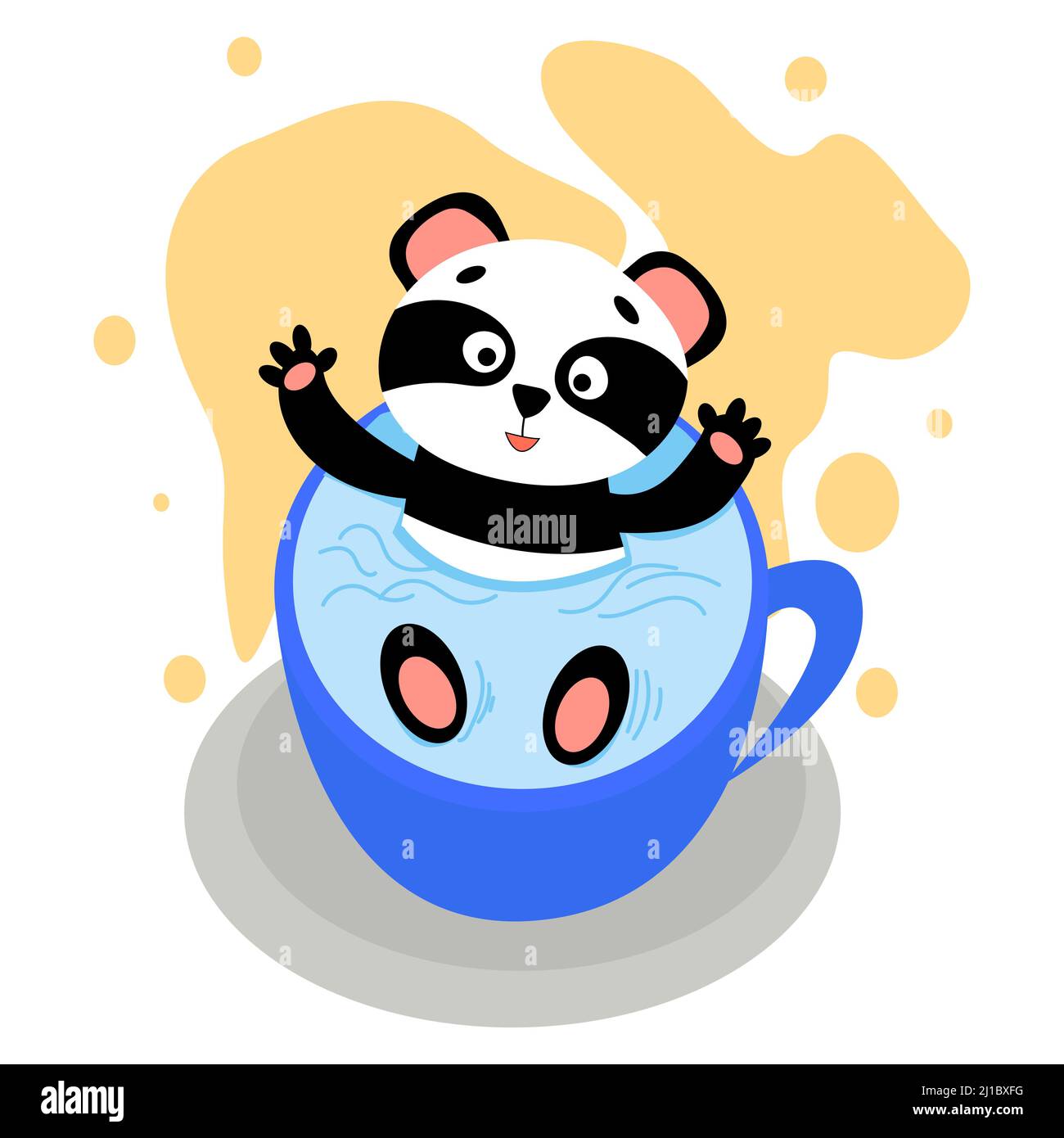 panda mignon et gai dans une tasse Illustration de Vecteur