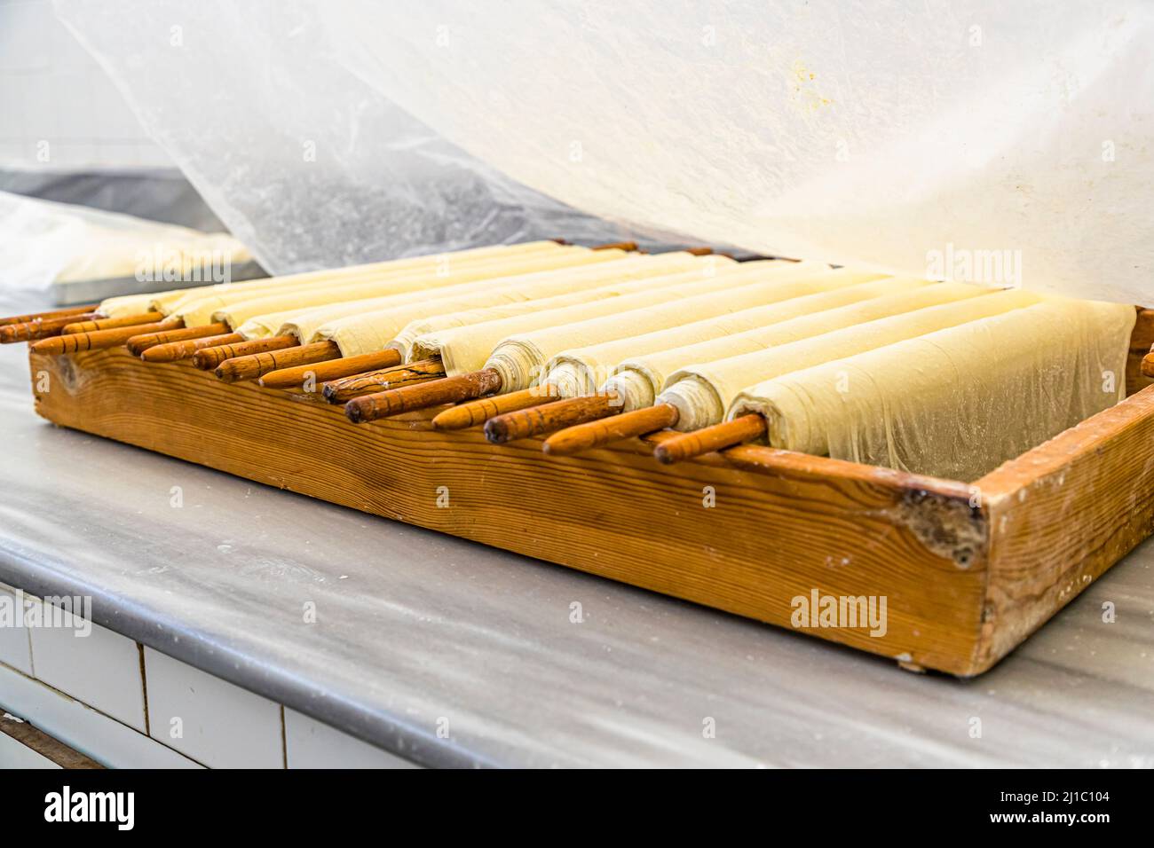 Manufacture de la Patisserie Petek Pastanei à Famagousta, République turque de Chypre-Nord (TRNC) Banque D'Images