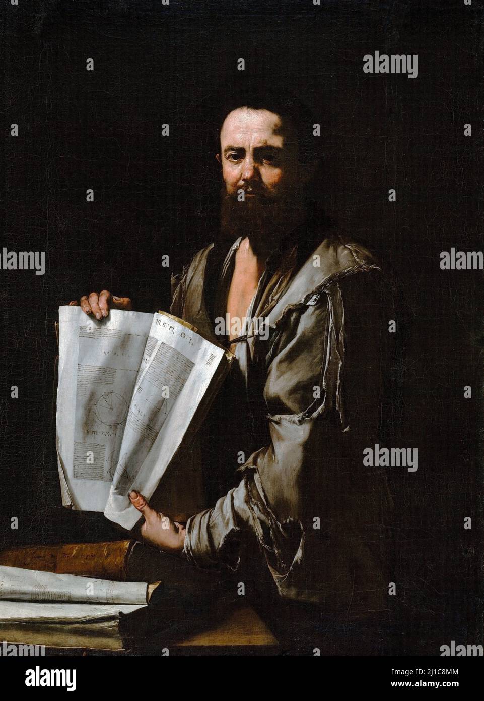 Euclid de Jusepe de Ribera (José de Ribera c.1588/91- 1652/6), huile sur toile, c. 1630-35 Banque D'Images