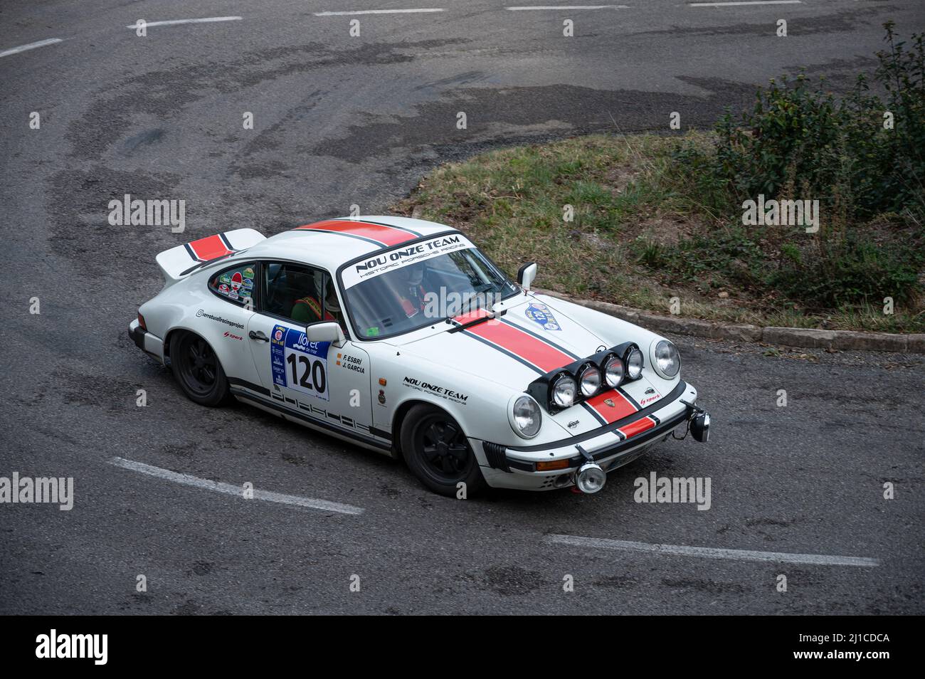 Un gros plan d'une Porsche 911 SC en 9 Lloret de Mar Asphalt Rally Banque D'Images