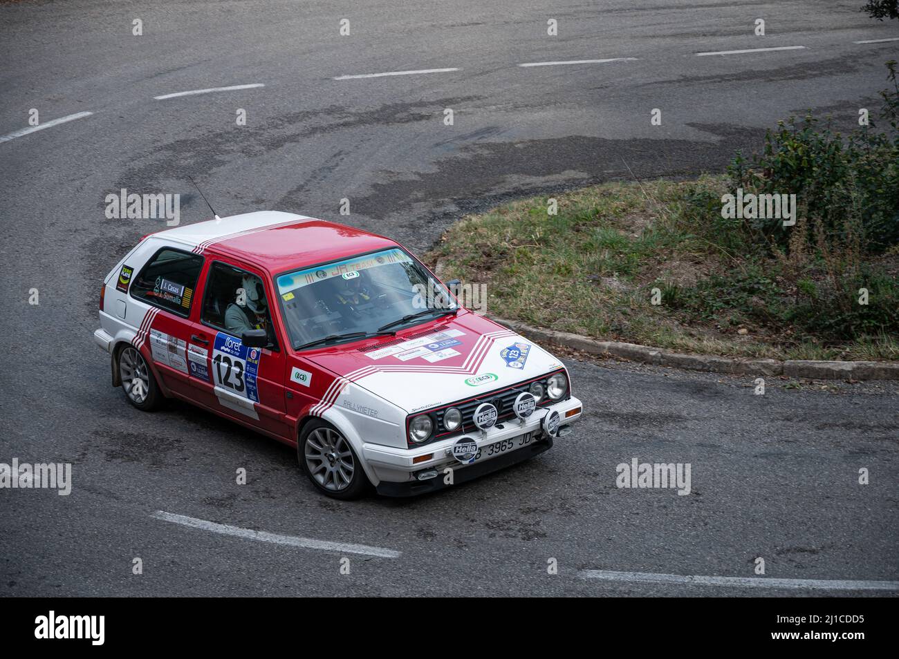 Un gros plan d'un Volkswagen Golf GTI 1,8 16v en 9 Lloret de Mar Asphalt Rally Banque D'Images