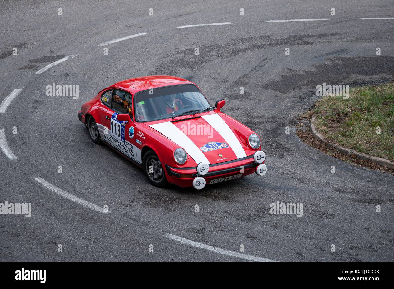 Un gros plan d'une Porsche 911 SC en 9 Lloret de Mar Asphalt Rally Banque D'Images