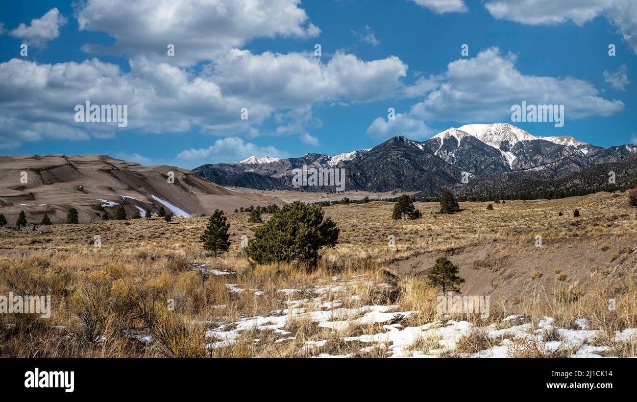 Vue panoramique sur le parc national de Great Sand Dunes Banque D'Images
