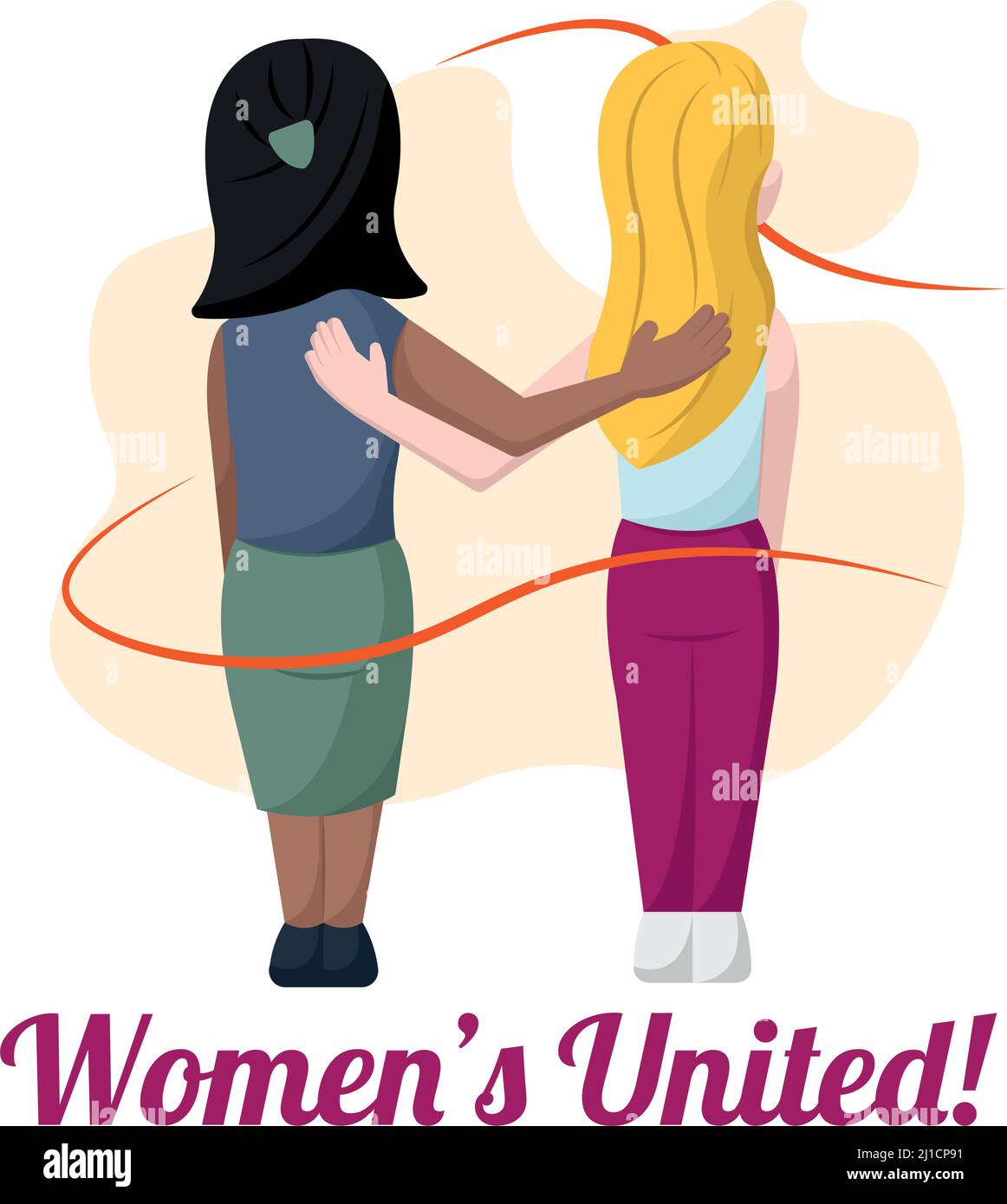 Paire de femmes united Happy Woman Day Vector Illustration de Vecteur