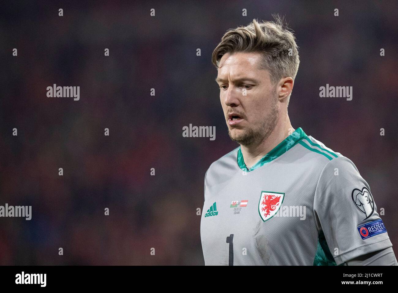 Cardiff, pays de Galles, Royaume-Uni. 24th mars 2022. Wayne Hennessey, du pays de Galles, lors du match de demi-finale de la coupe du monde 2022 entre le pays de Galles et l'Autriche au stade de Cardiff City. Crédit : Mark Hawkins/Alay Live News Banque D'Images