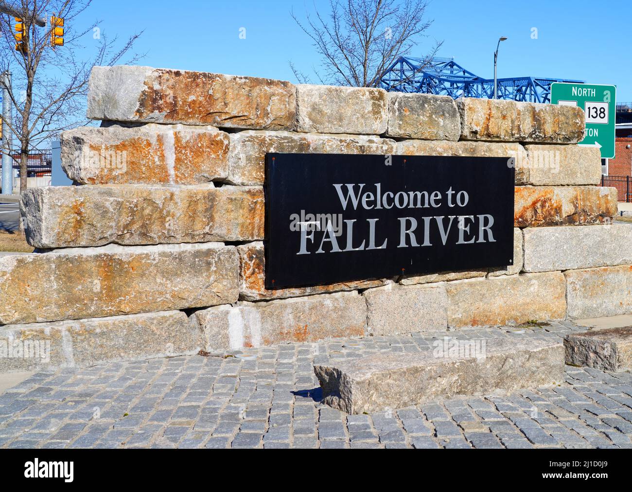 FALL RIVER, ma –5 MARS 2022- vue de la ville de Fall River, Massachusetts, une ancienne ville industrielle connue pour le meurtre de Lizzie Borden au centre de 19th Banque D'Images