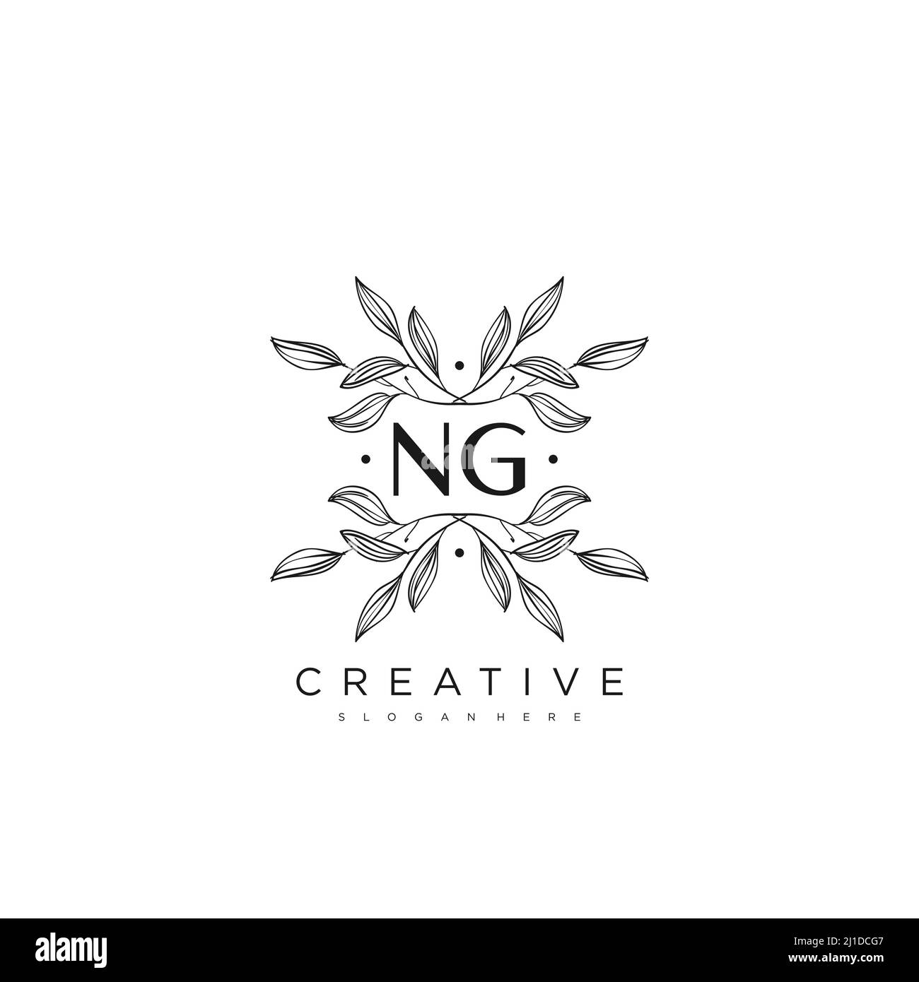 NG modèle de logo de fleur de lettre initial Vector Premium Illustration de Vecteur