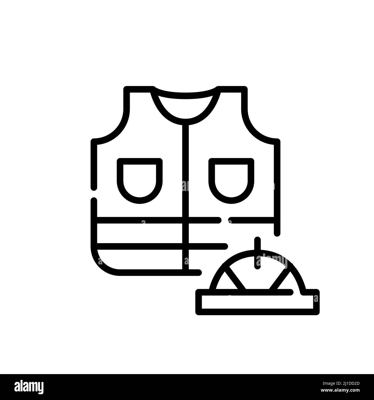 Casque de chantier et veste réfléchissante. Pixel Perfect, icône de contour modifiable Illustration de Vecteur