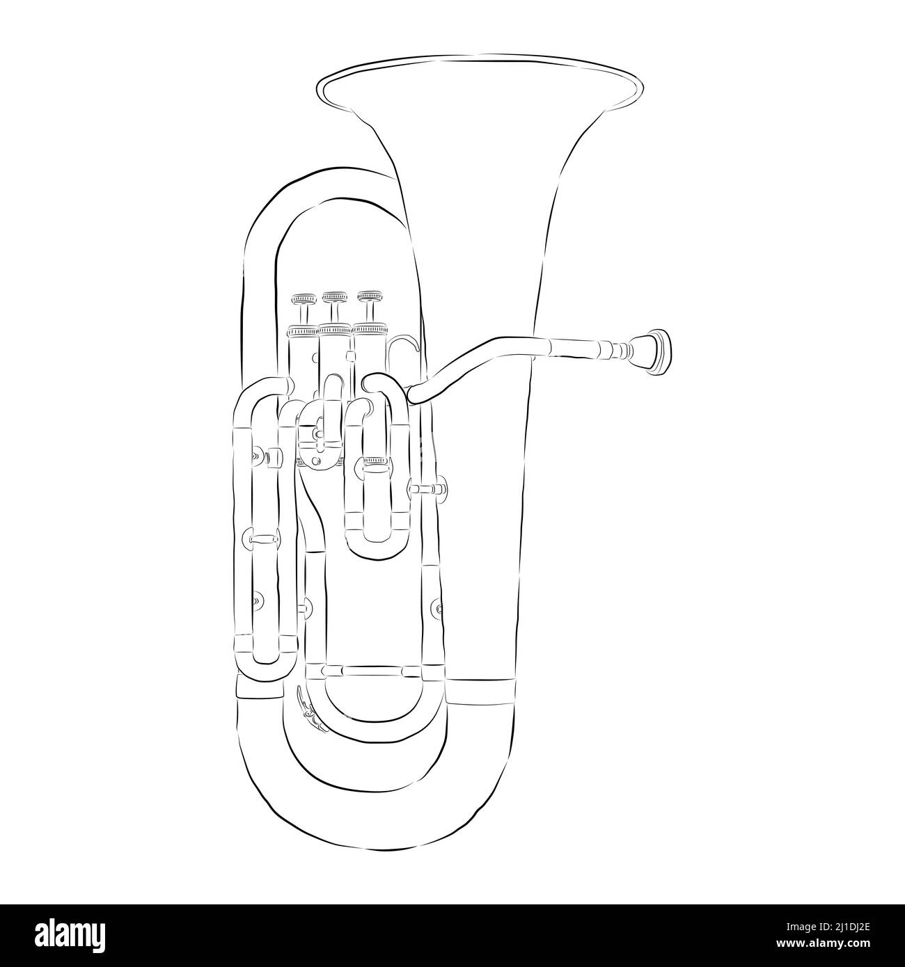 Trompette pour Jazz. Instrument de vent Alto. Le concept de jouer l'instrument du vent. Journée internationale de jazz. Avril 30. Illustration de Vecteur