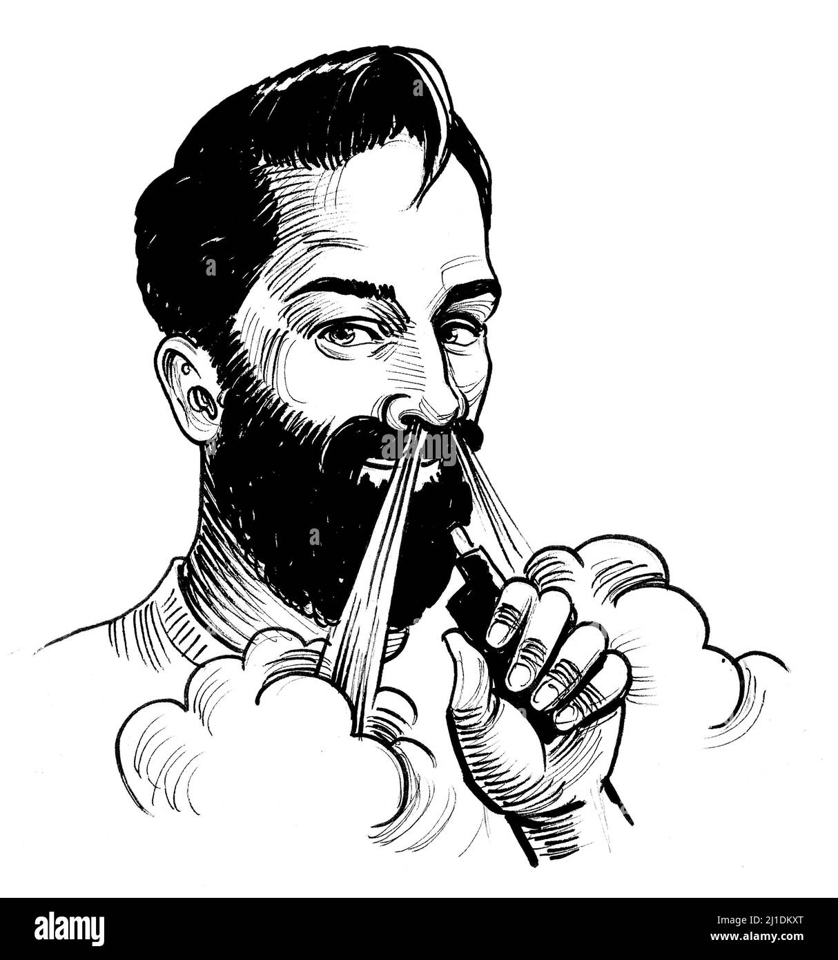 vape dessin Clipart vape dessiné à la main. Doodle illustration d'une cigarette  électronique. Vapeur pointillée main image 0