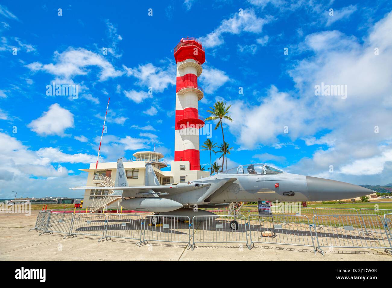 Honolulu, Oahu, Hawaii, États-Unis - août 2016 : McDonnell Douglas F-15A Eagle Fighter de 1969 dans le pavillon Raytheon de l'aviation Pearl Harbor Banque D'Images