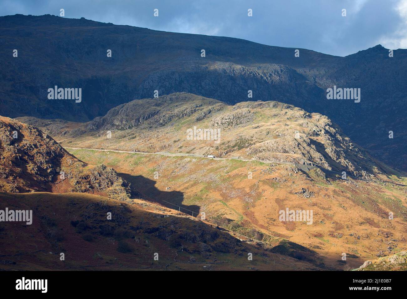 Photographie de Llanberis passe sous le Moel Berfedd Gwynedd Snowdonia National Park au nord du Pays de Galles Royaume Uni Europe Banque D'Images