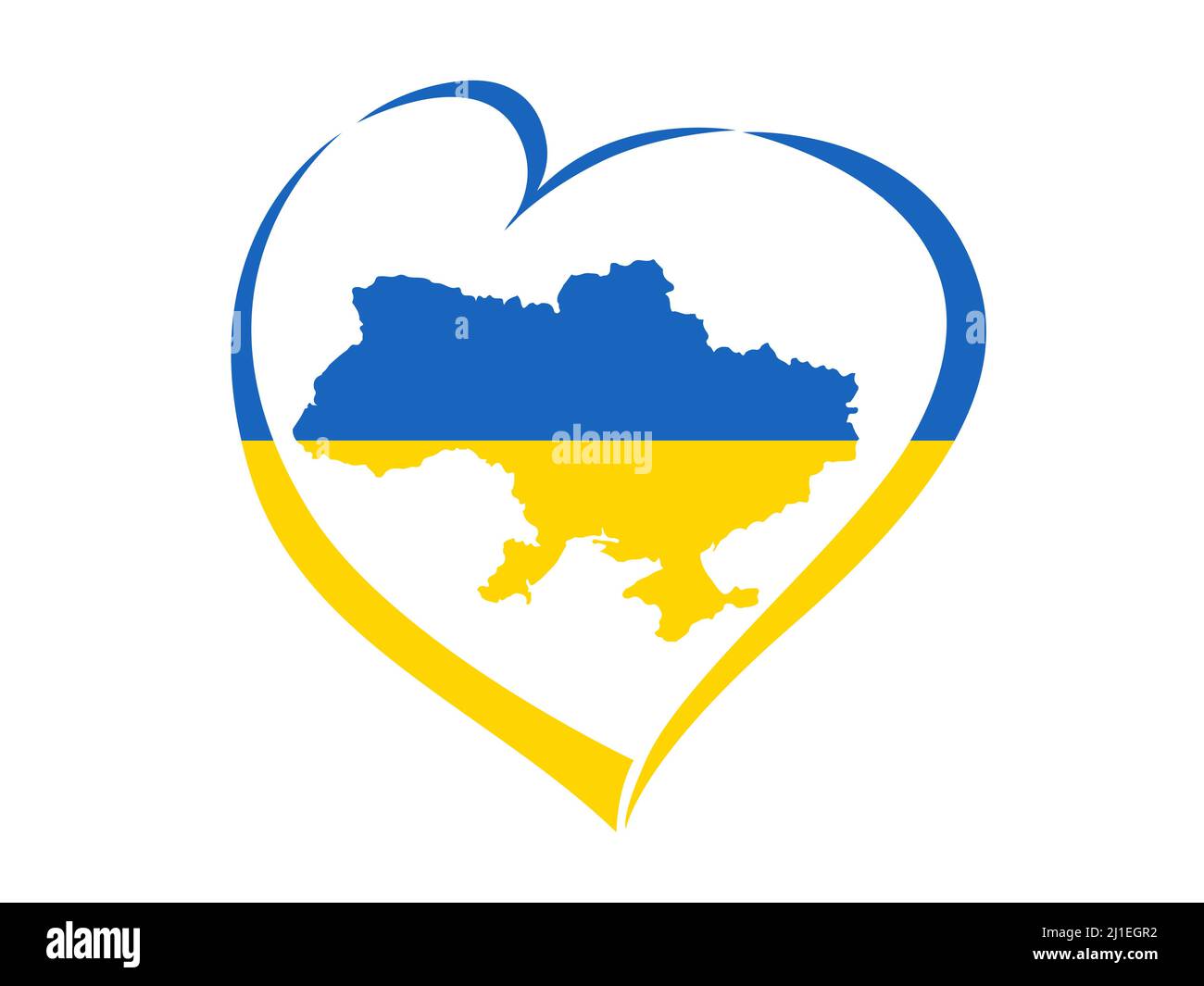 Carte ukrainienne avec drapeau au coeur. Drapeau patriotique ukrainien abstrait avec symbole d'amour. Idée conceptuelle bleue et jaune - avec l'Ukraine dans le coeur vectoriel Illustration de Vecteur