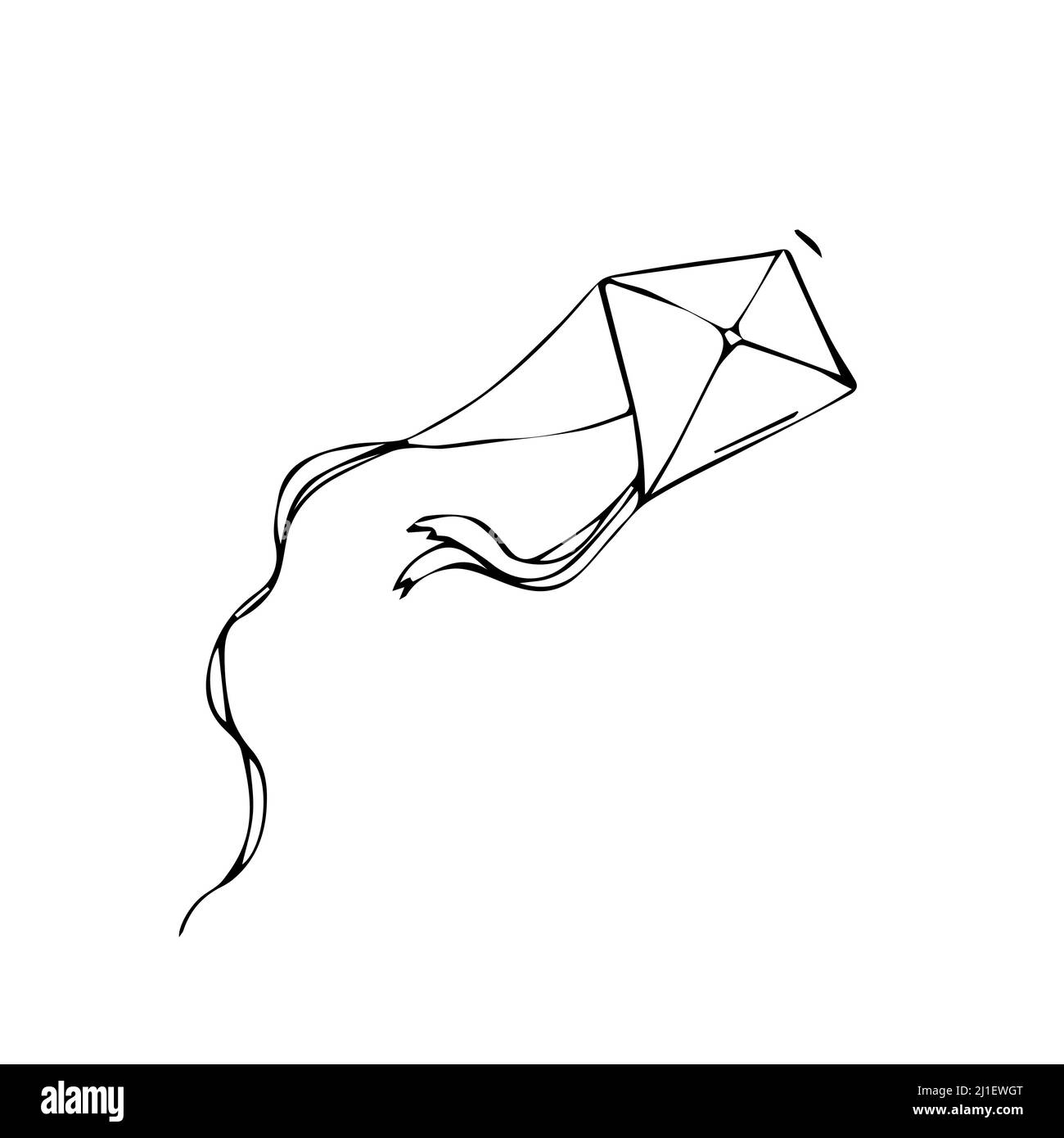 Icône en forme de cerf-volant à dessin manuel. Illustration vectorielle du cerf-volant pour l'impression, le Web, les mobiles et les infographies isolées sur fond blanc. Illustration de Vecteur