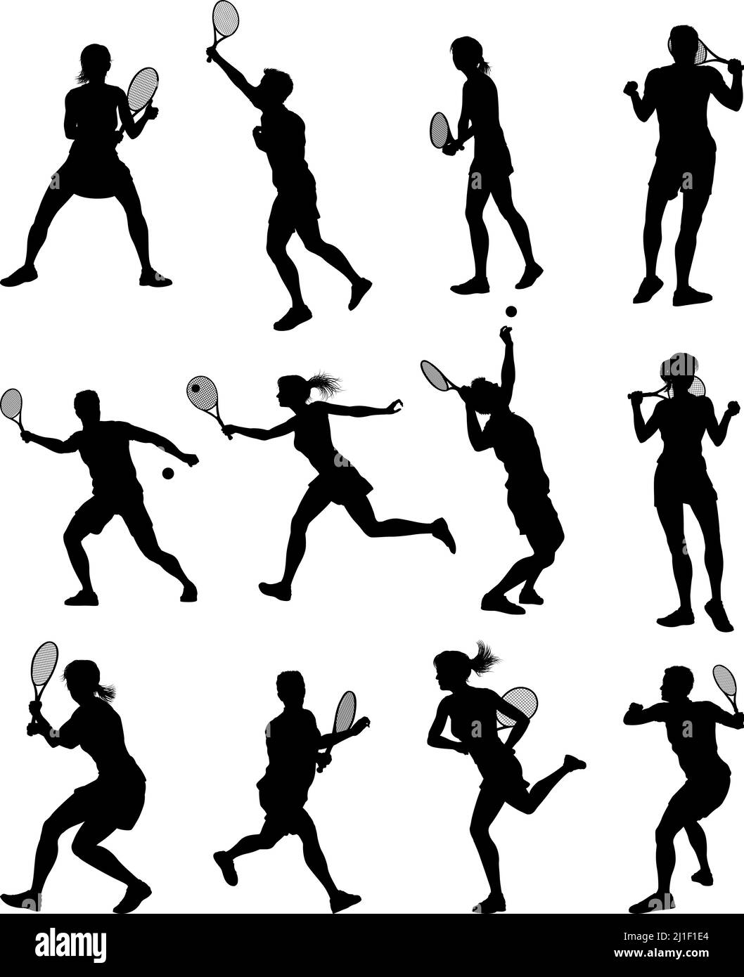 Silhouette tennis joueurs équipe sportive Illustration de Vecteur