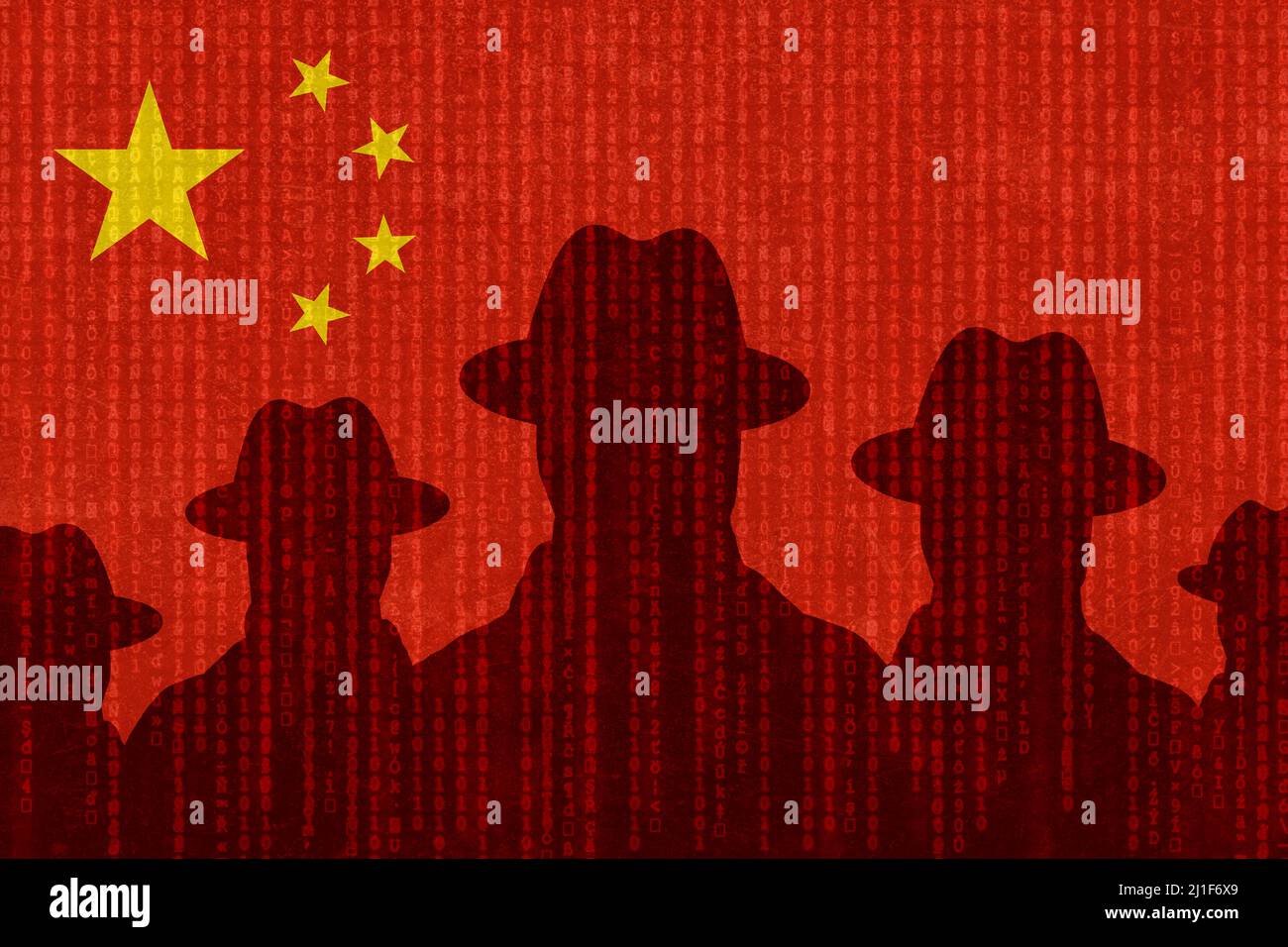Illustration graphique d'un groupe d'espions chinois Banque D'Images