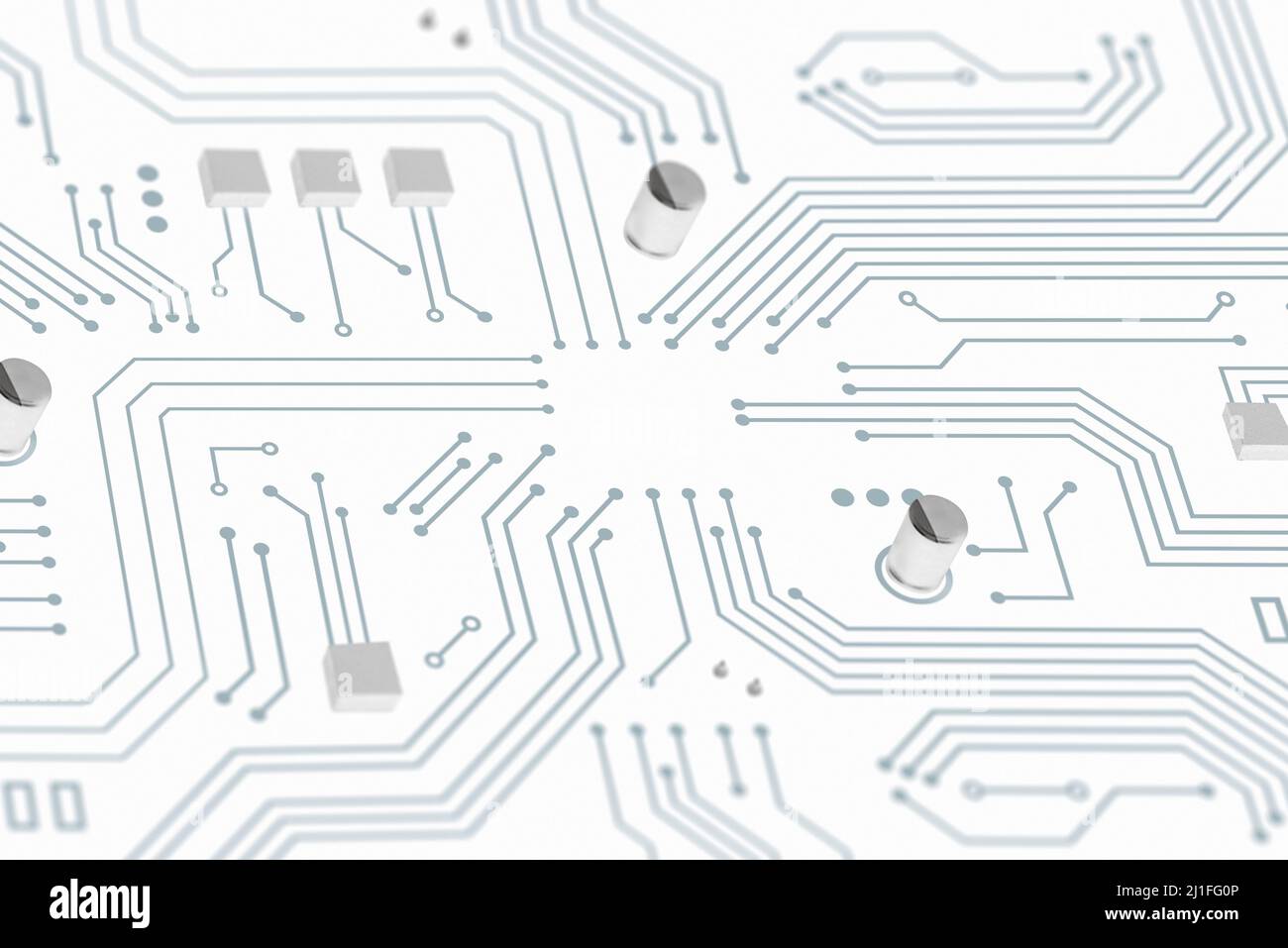 Détail de carte électronique blanche avec espace UC au milieu Banque D'Images