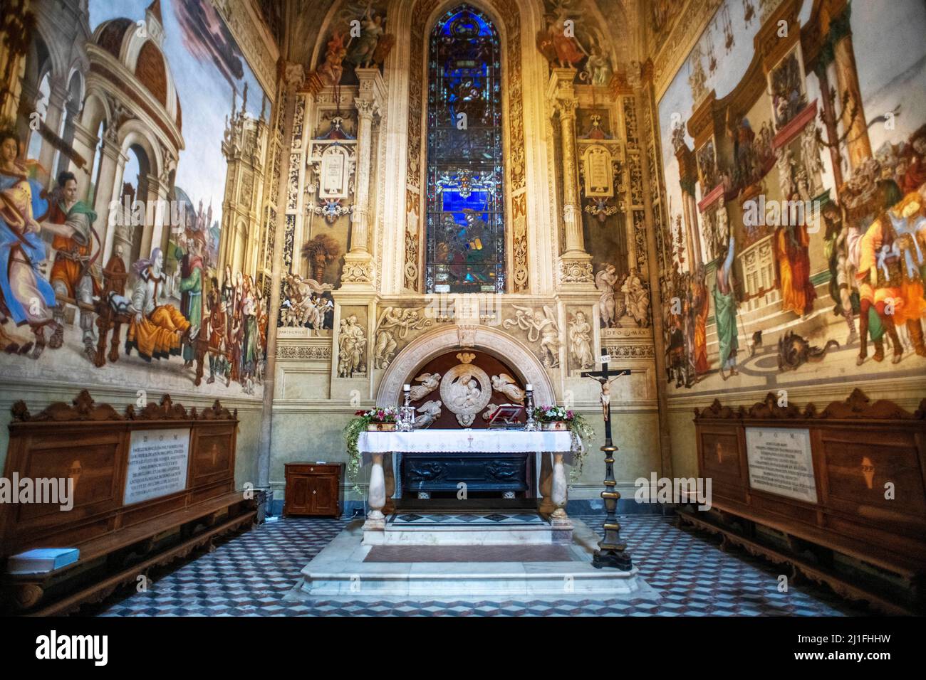 Filippino Lippi fresques dans la Cappella di Filippo Strozzi (Chapelle de Filippo Strozzi) dans l'église de Santa Maria Novella, Florence, Italie. Banque D'Images