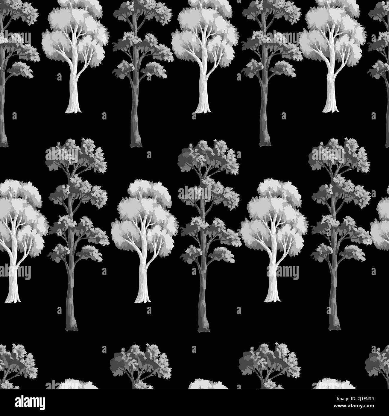 Motif sans couture avec arbres monochromes. Vecteur. Illustration de Vecteur