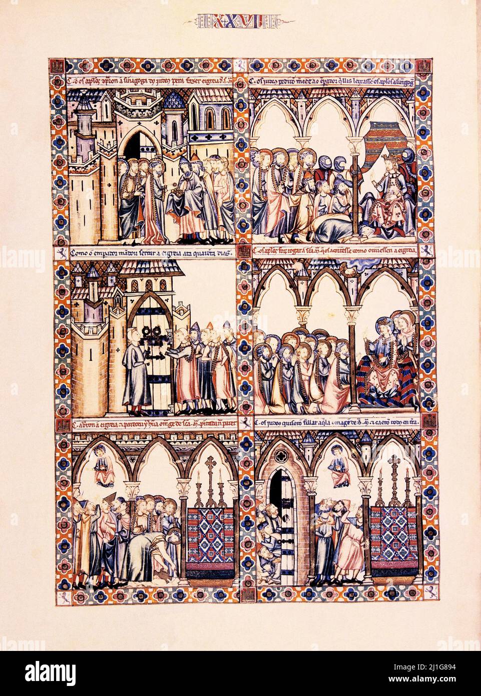 'L'image qui est apparue dans une synagogue', MTI1, les Cantigas de Santa Maria', Numéro 224, F41V, 13th siècle. Auteur: Alfonso X de Castille. LIEU: MONASTERIO-BIBLIOTECA-COLECCION. SAN LORENZO DEL ESCORIAL. MADRID. ESPAGNE. Banque D'Images