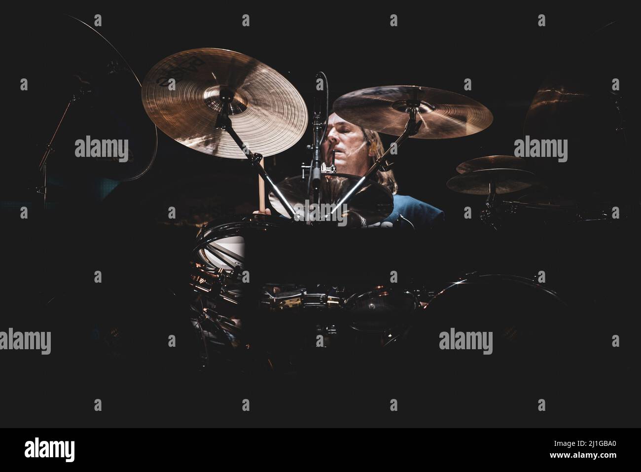 DANEMARK, COPENHAGUE, COPENHELL FESTIVAL 2019: Danny Carey, batteur de l'outil du groupe de rock américain, en direct sur scène pour la tournée européenne à Copenhague, au Copenhell Festival 2019. Banque D'Images