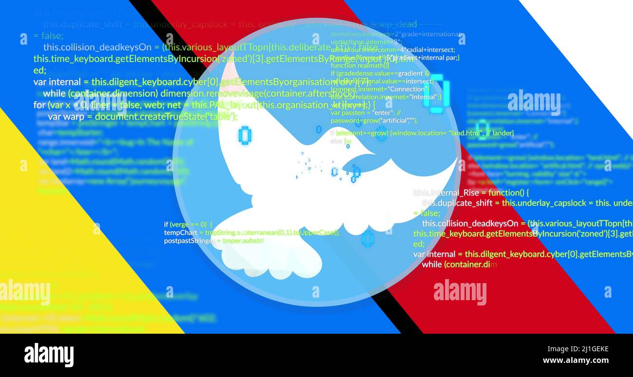 Image du traitement des données dans le monde entier avec colombe sur la carte de l'ukraine et de la russie Banque D'Images