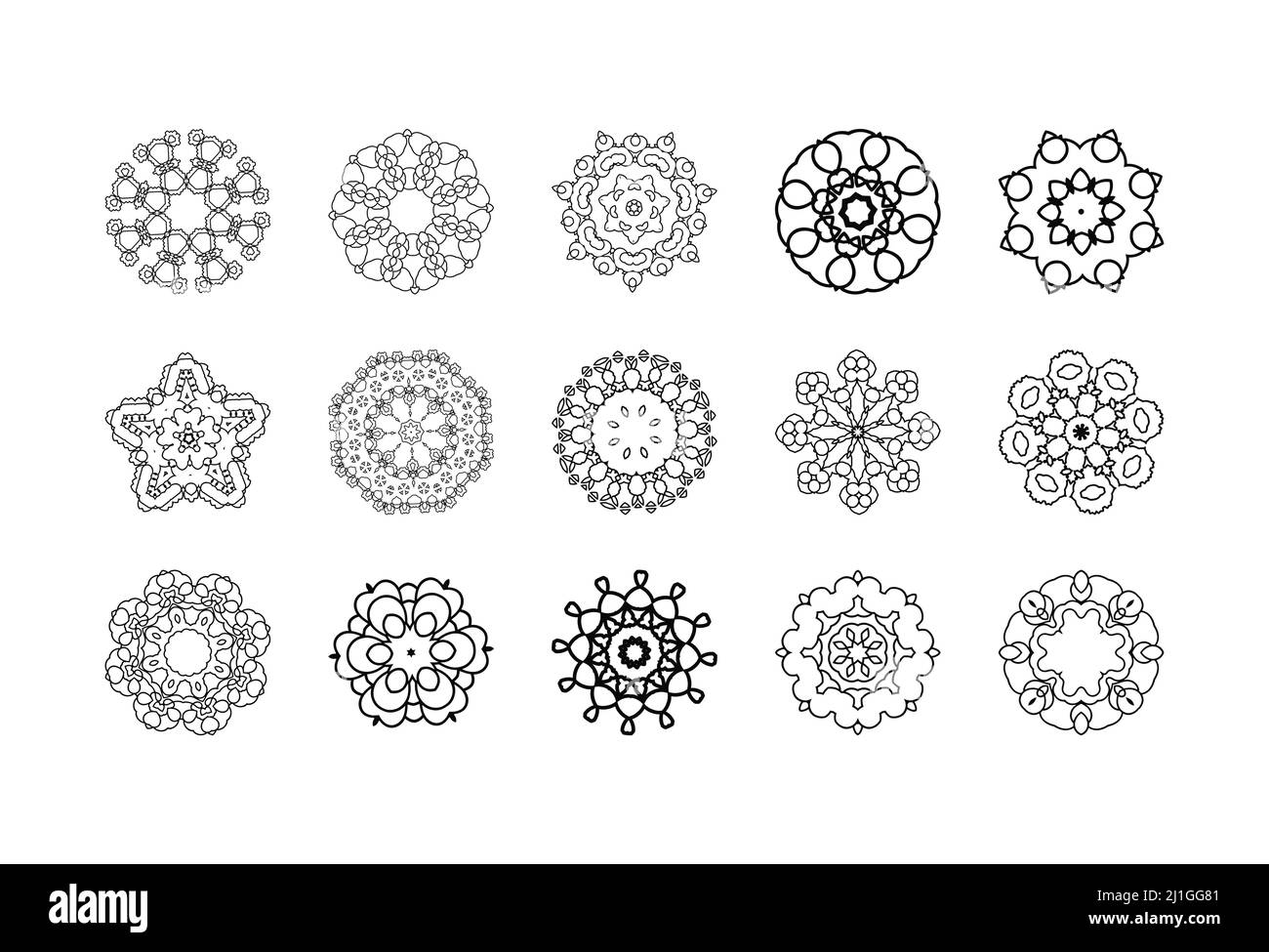 Ensemble de décorations circulaires géométriques vectorielles. Doodle ...