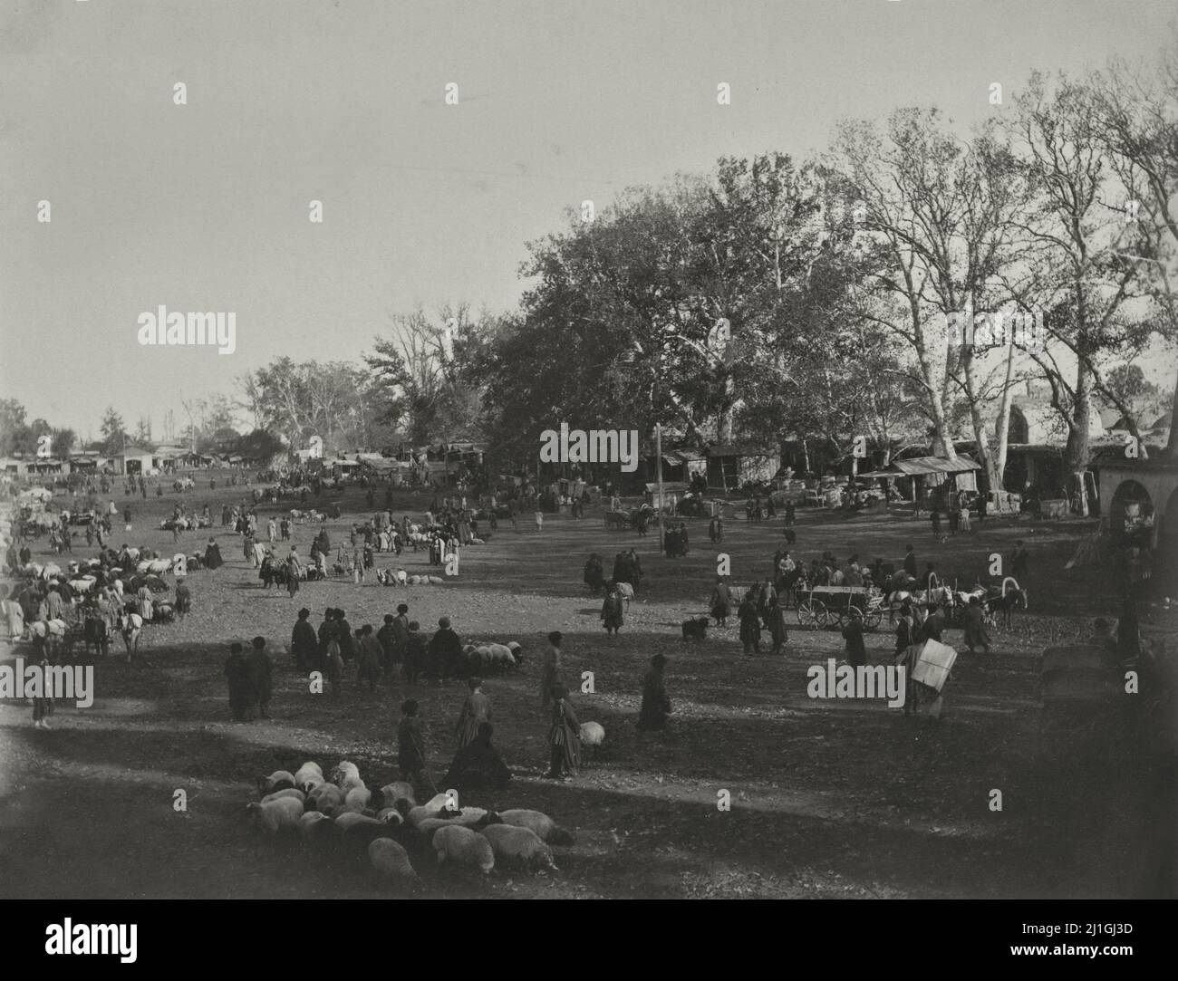 Photo du 19th siècle d'Elisabethpol (Ganja). Place du marché. 1890-1900. Empire russe Banque D'Images