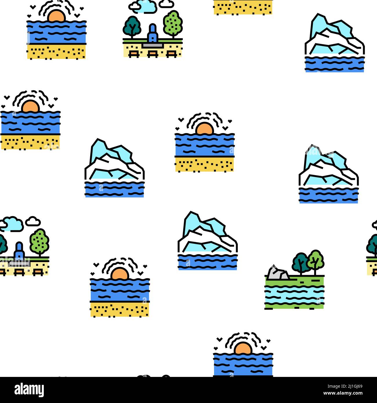 Motif sans couture Land Scape nature Vector Illustration de Vecteur