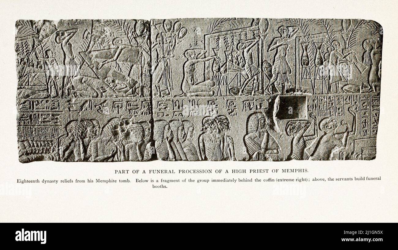 Égypte ancienne. Le Nouveau Royaume (1549–1069 av. J.-C.). 1912 partie d'un cortège funéraire d'un grand prêtre de Memphis. Les reliefs de la dix-huitième dynastie. 1550-129 Banque D'Images