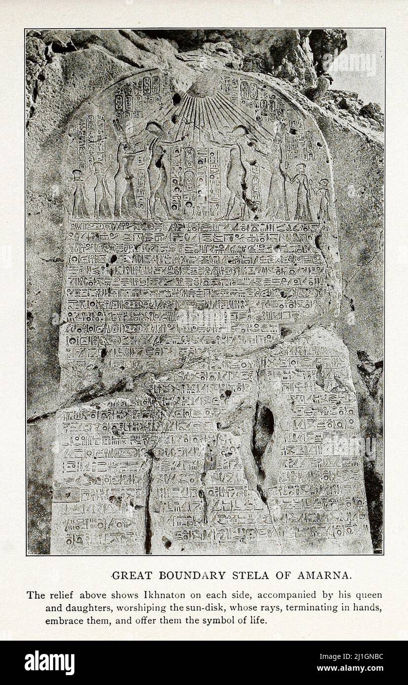 Égypte ancienne. Le Nouveau Royaume (1549–1069 av. J.-C.). 1912 Grande stela frontière d'Amarna Banque D'Images